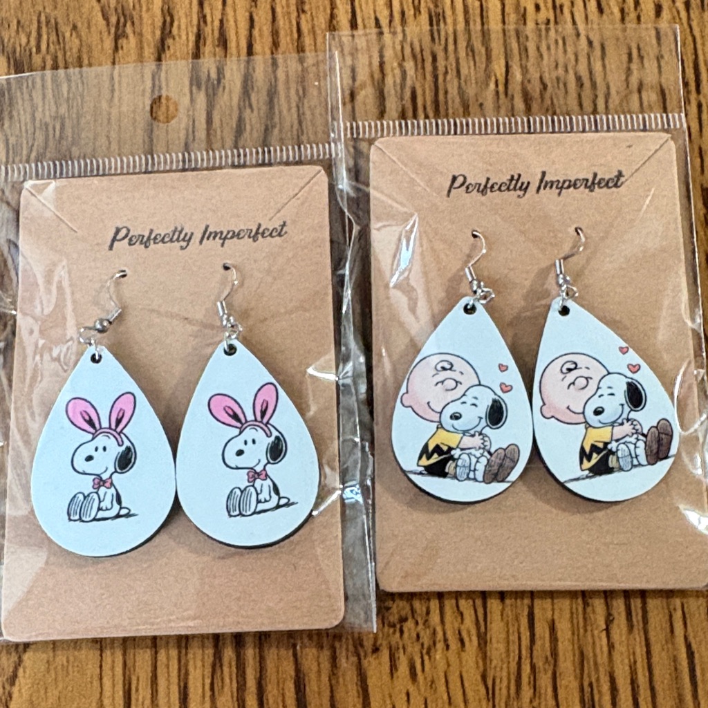 Peanuts Snoopy & Charlie Brown Teardrop Earrings - Easter Sublimation